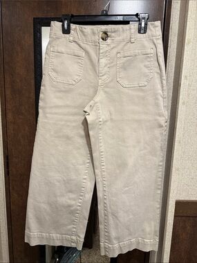 Nature by Westbound Women’s Beige Wide Leg Crop Pants Size 6 Stretch Casual